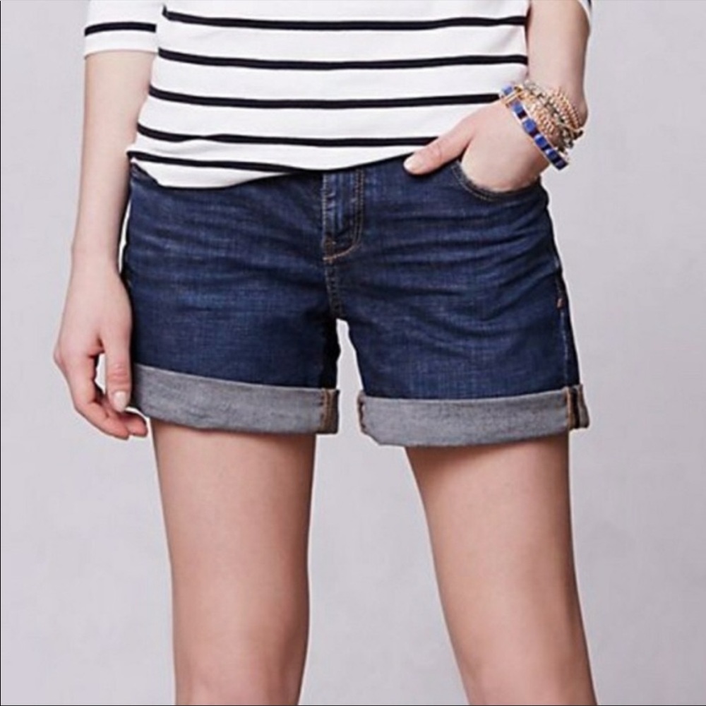 Anthropologie | dark wash stet fit denim shorts